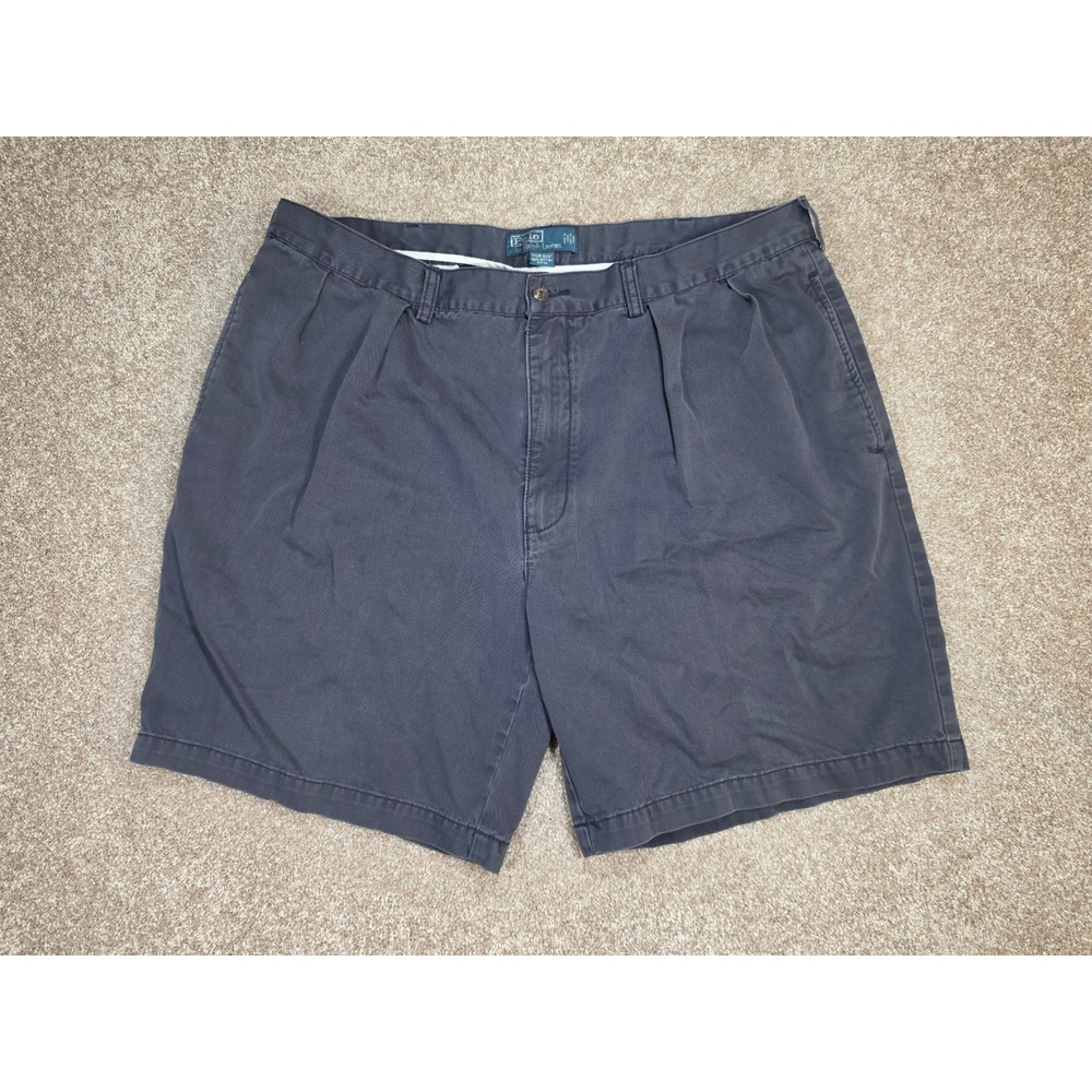 Polo Ralph Lauren Tyler Short Mens 42 Navy Blue Pleated Cotton Chino Shorts
